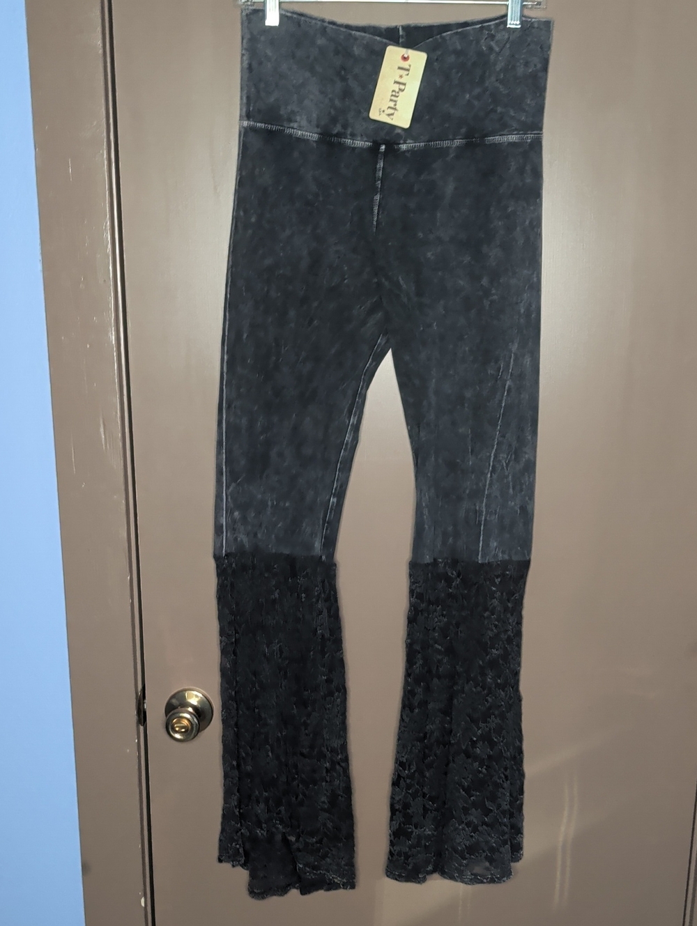 TParty Black Lace Flare Women's Leggings